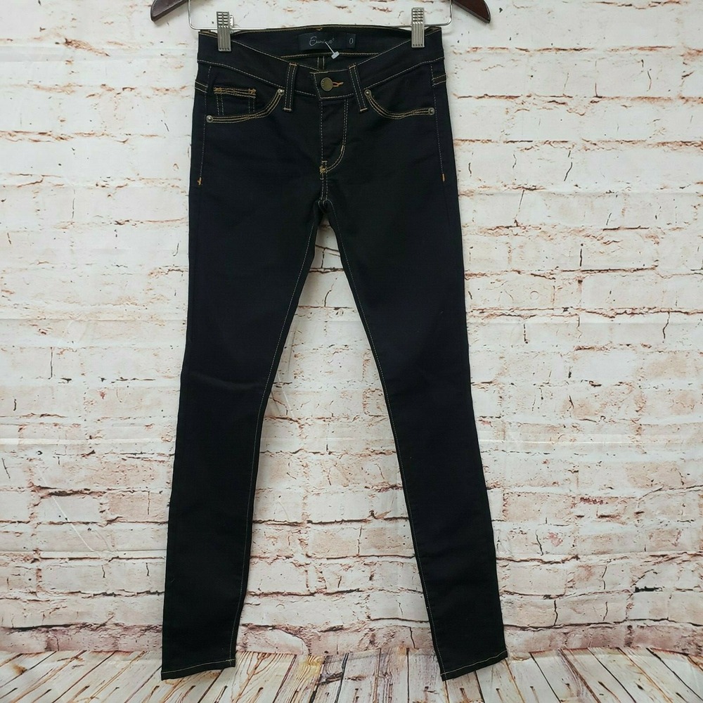 Eunina Womens Jeans Sz 0 Black Skinny Denim Pockets